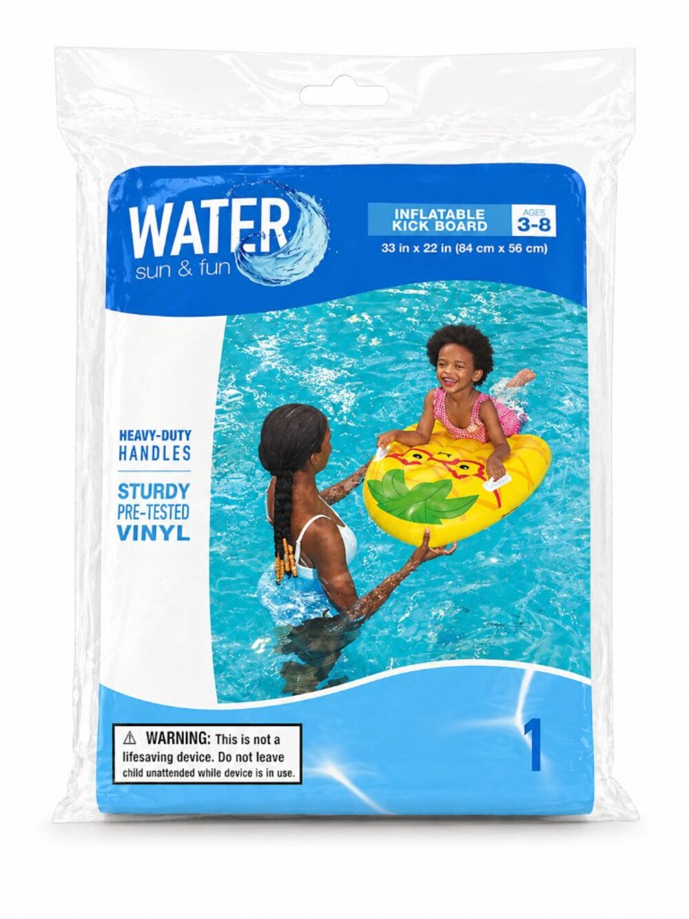 Bring on the Sun Inflatable Kick Board Kids Boogie Board with Handles Pineapple